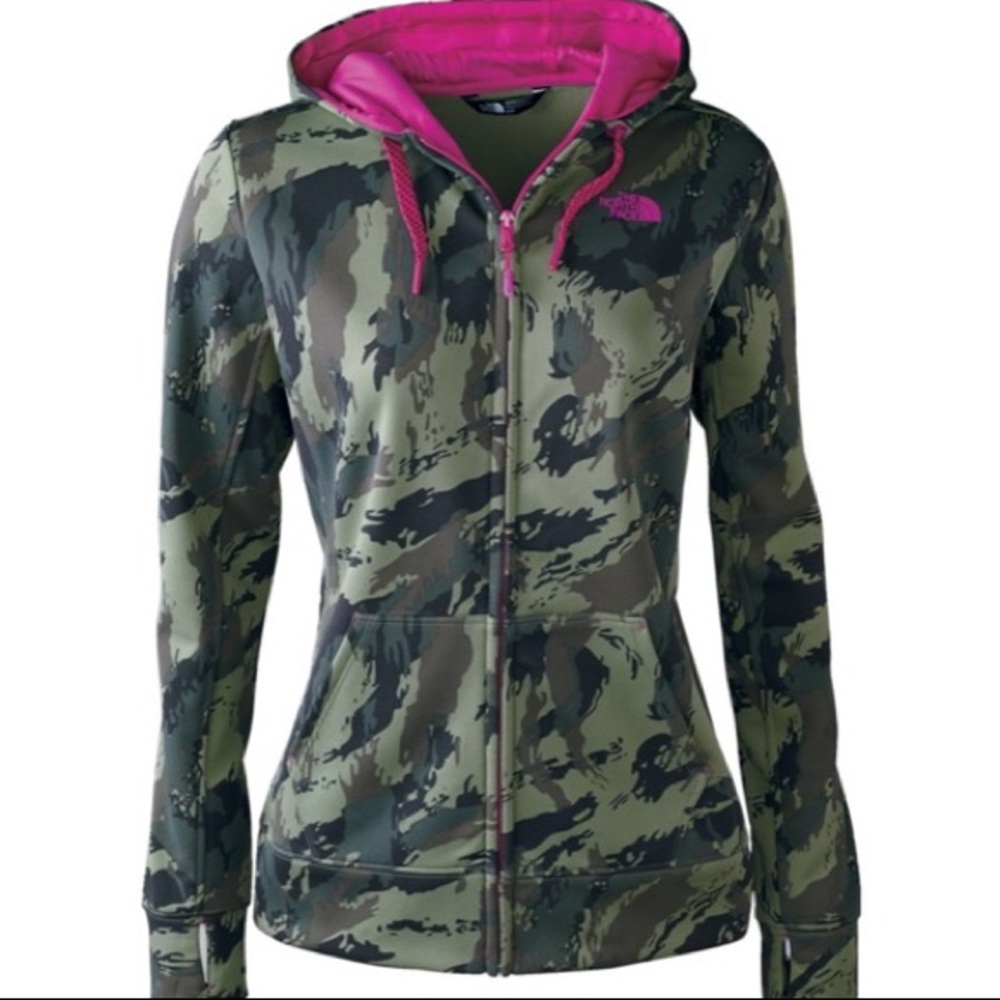 Camo & Pink North Face full zip hoodie